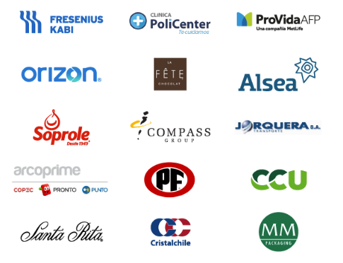 Clientes de MAS Consultores del rubro corporativos y educación: Fresenius Kabi, Clínica PoliCenter, ProVida AFP, Orizon, La Fête Chocolat, Alsea, Soprole, Compass Group, Jorquera Transporte, Arcoprime (Copec, Pronto, Punto), PF Alimentos, CCU, Viña Santa Rita, Cristanchile y MM Packaging.